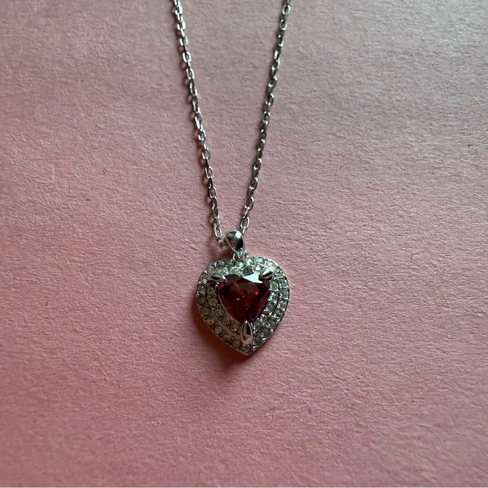 Swarovski Red and Silver Heart Necklace